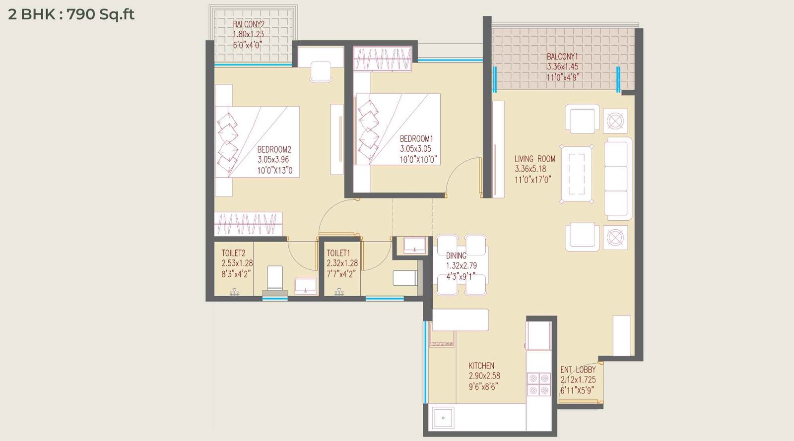 Sonai-Clara-2BHK-790